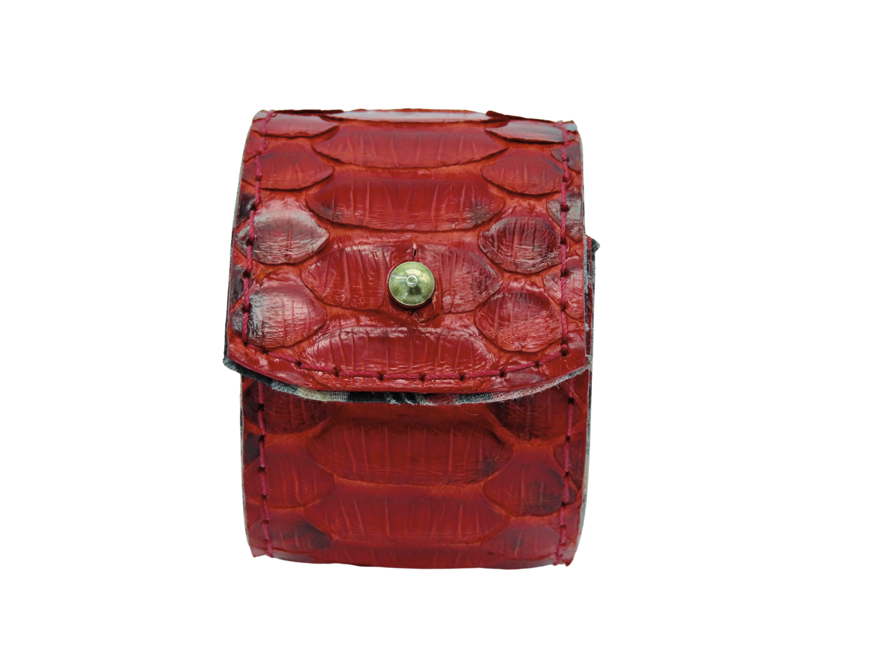 Pulsera AMBAR roja en piel de pitón y broche dorado.