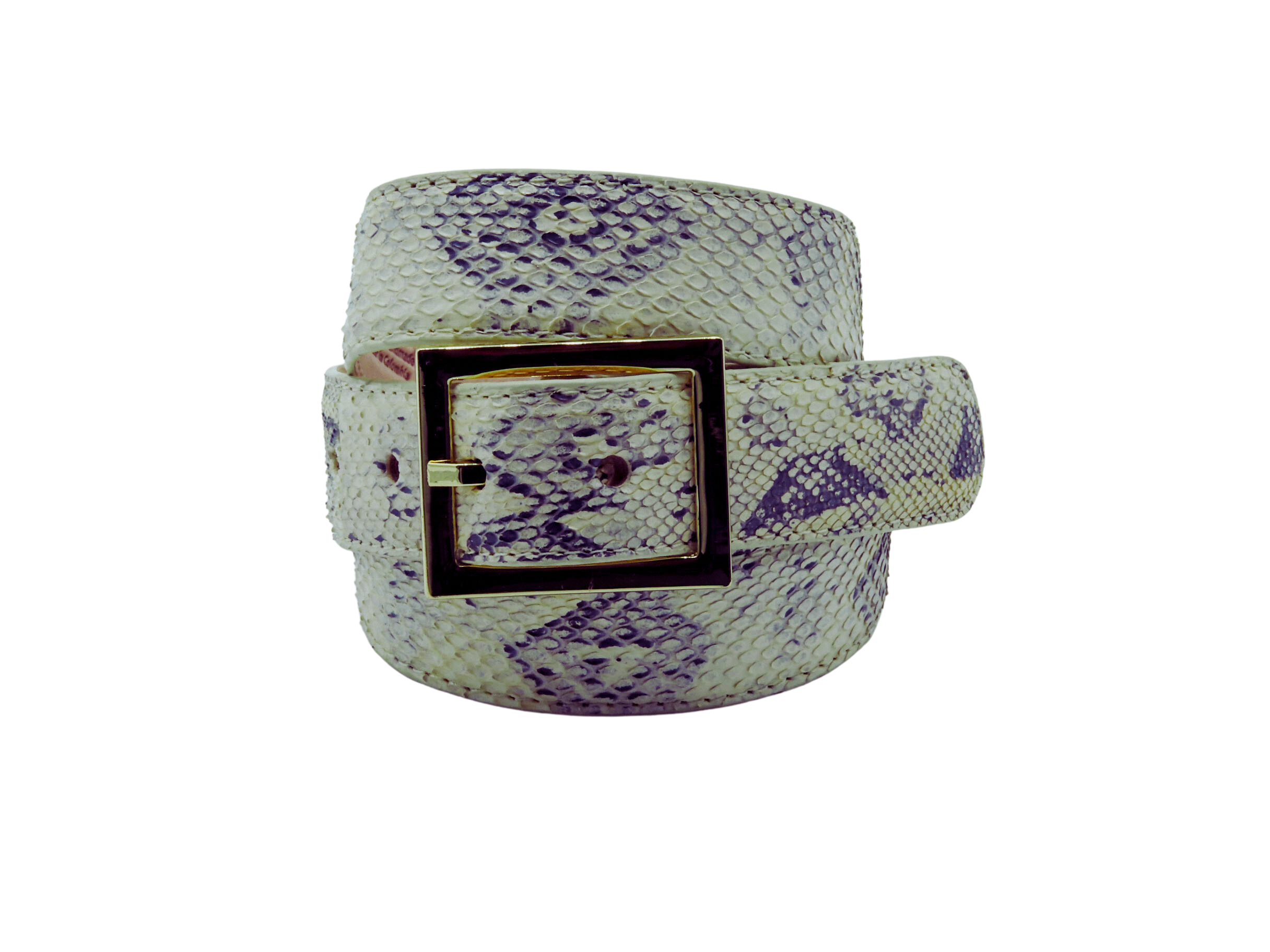 Cinturón CUBO EXOTIC en cocodrilo natural - hebilla dorada cuadrada