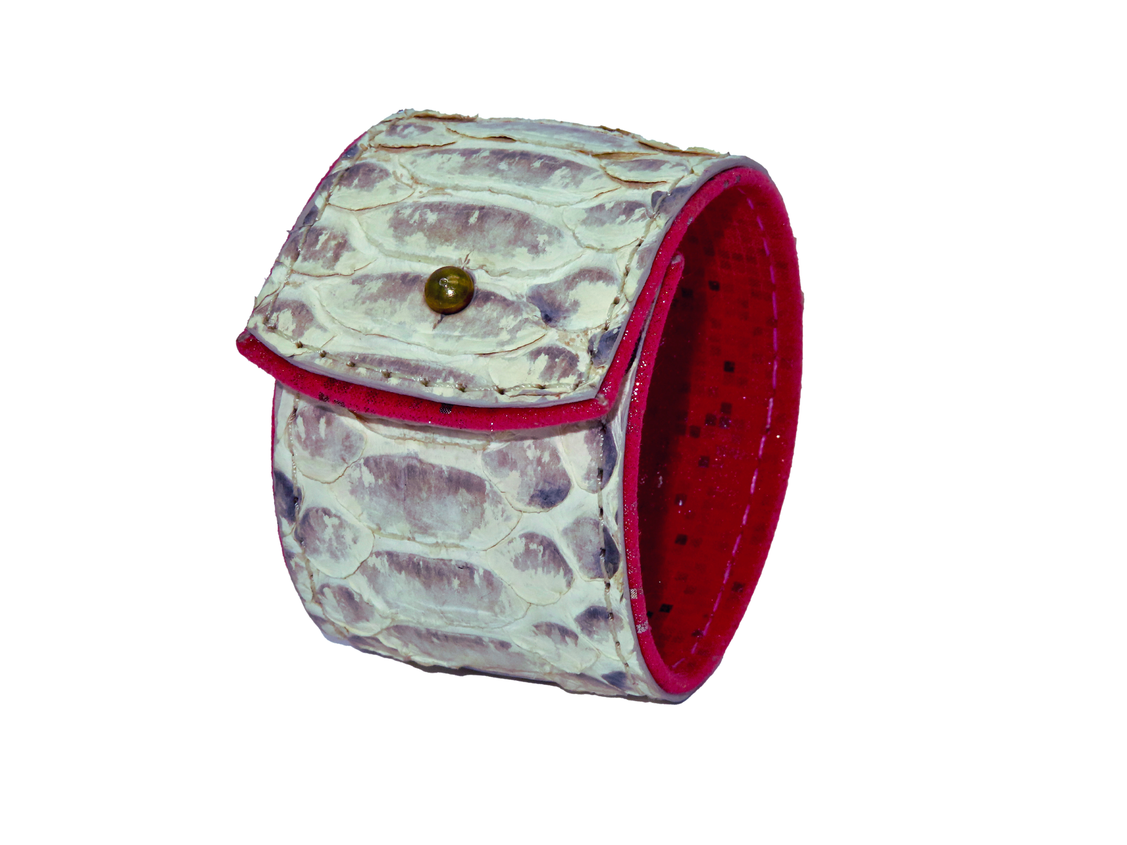 Pulsera ÁMBAR en anaconda con interior en rojo - diseño elegante artesanal.