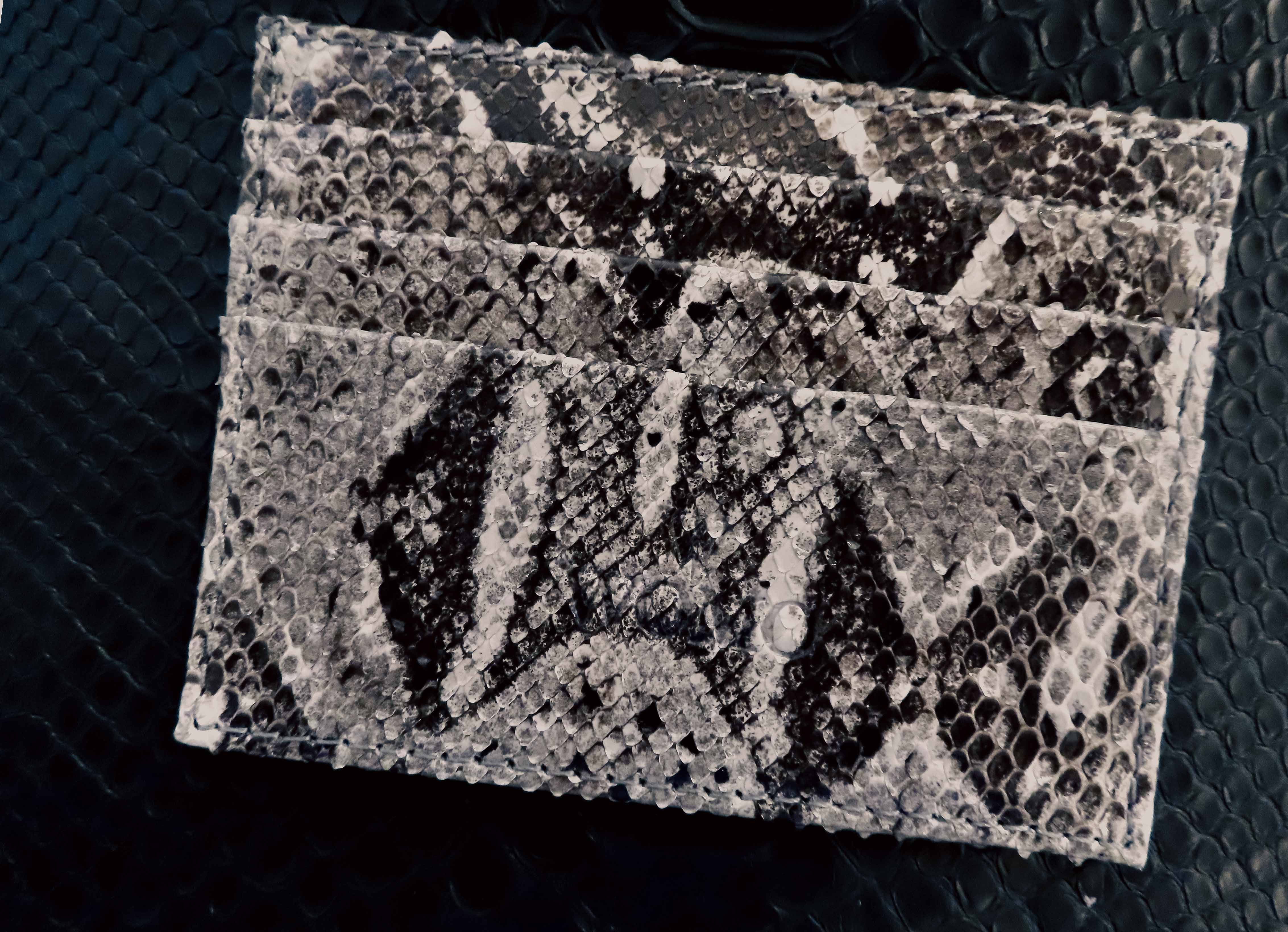 Tarjetero RUDOR EXOTIC en pitón natural - patrón genuino hecho a mano con diferentes compartimentos para tarjetas