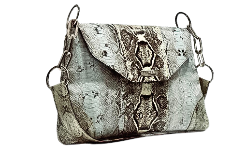 Bolso CLEMENTINA en pitón natural con textura genuina y hombrera en la misma piel.