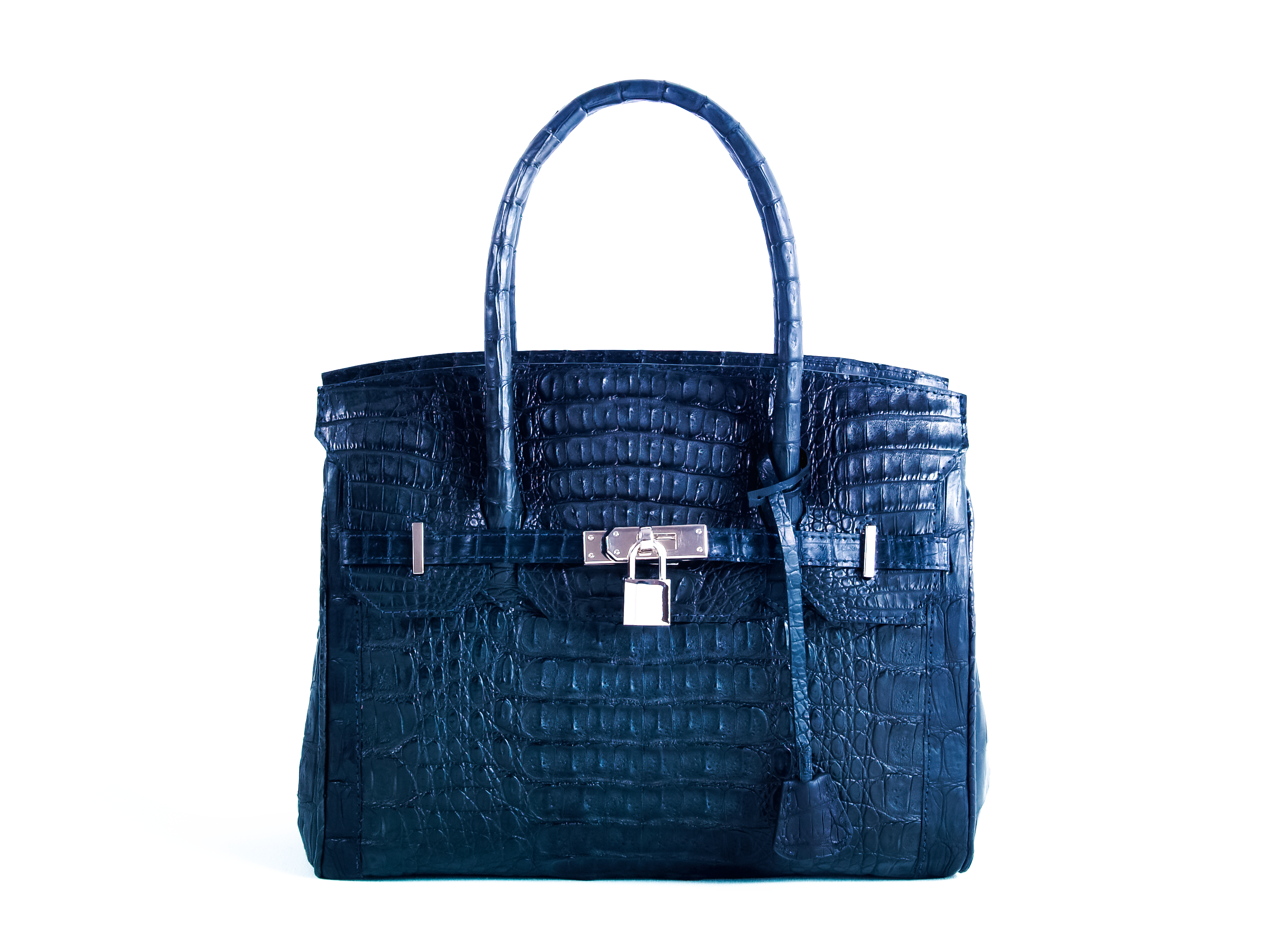 Imagen 2 (azul marino): Bolso JANCA azul marino en cocodrilo genuino con cierre herrajes italianos - diseño clásico artesanal