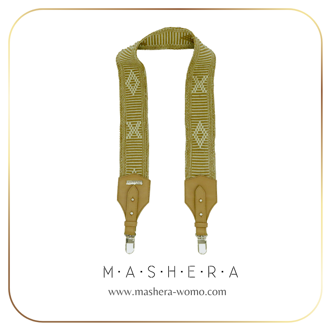 Correa WAYU tejida a mano por artesanas wayuu - patrón geométrico multicolor tradicional colombiano