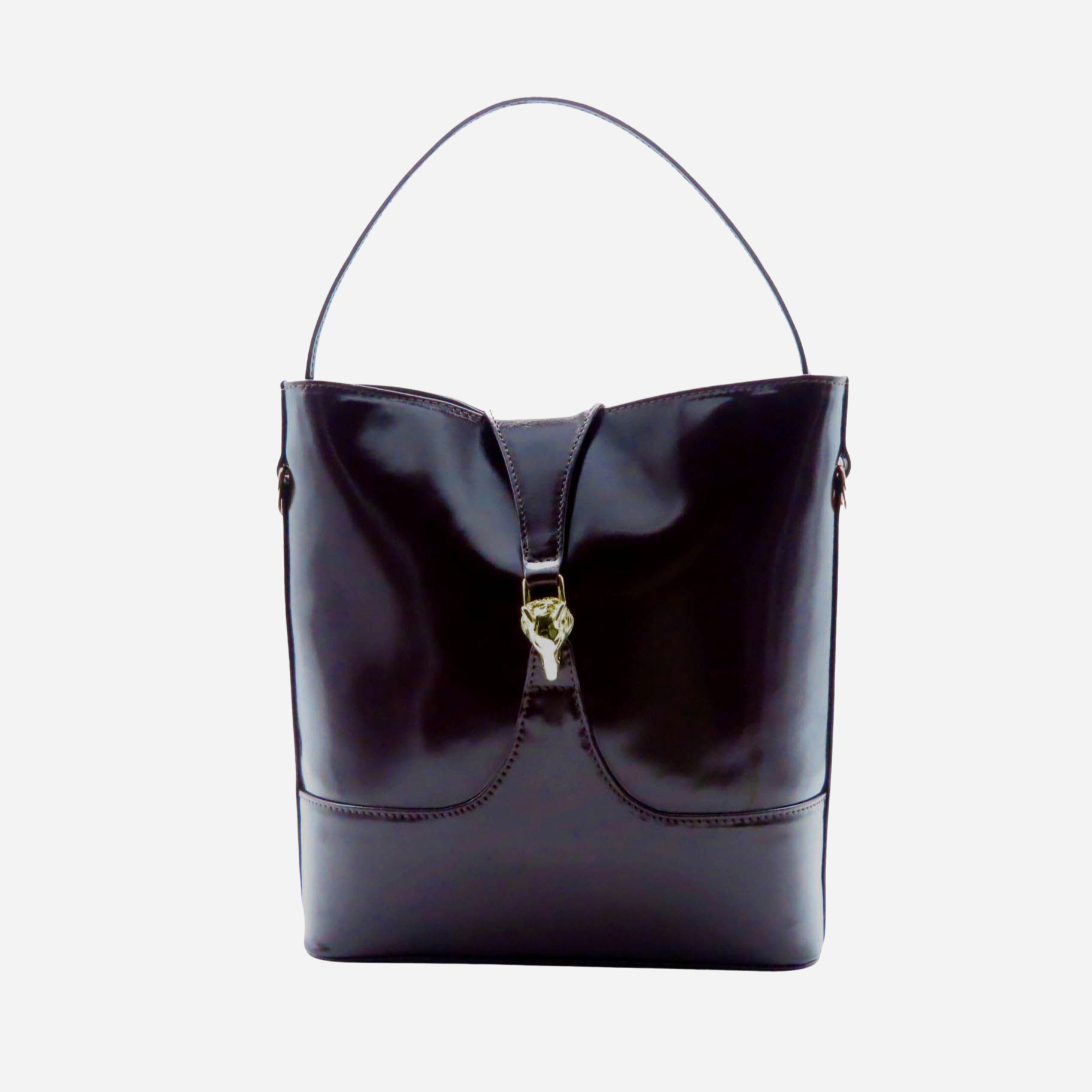 Bolso IDENTITY en piel de becerro chocolate - cierre imantado Mashera