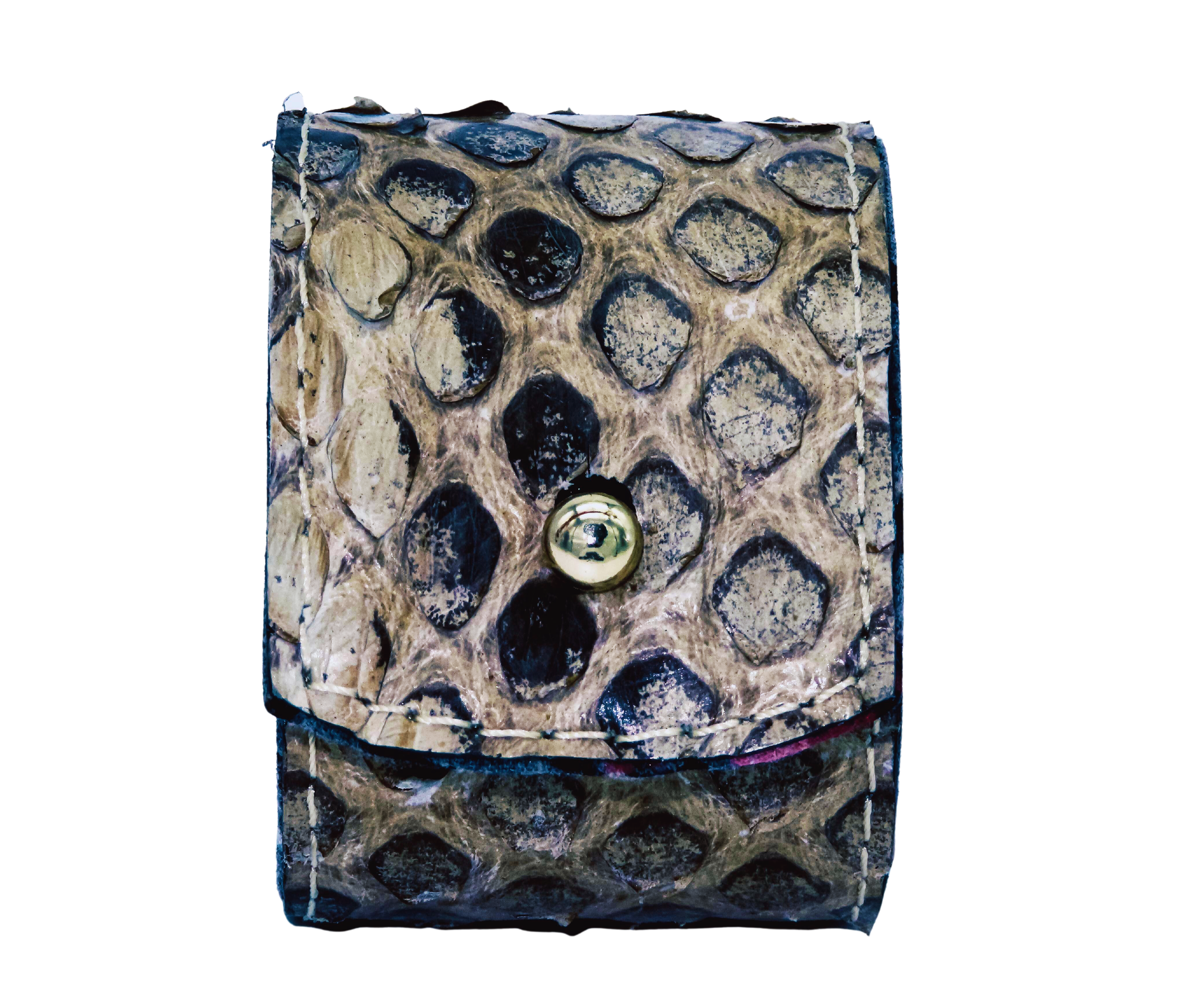 Pulsera ÁMBAR en piel de anaconda con textura genuina - accesorio discreto sofisticado.