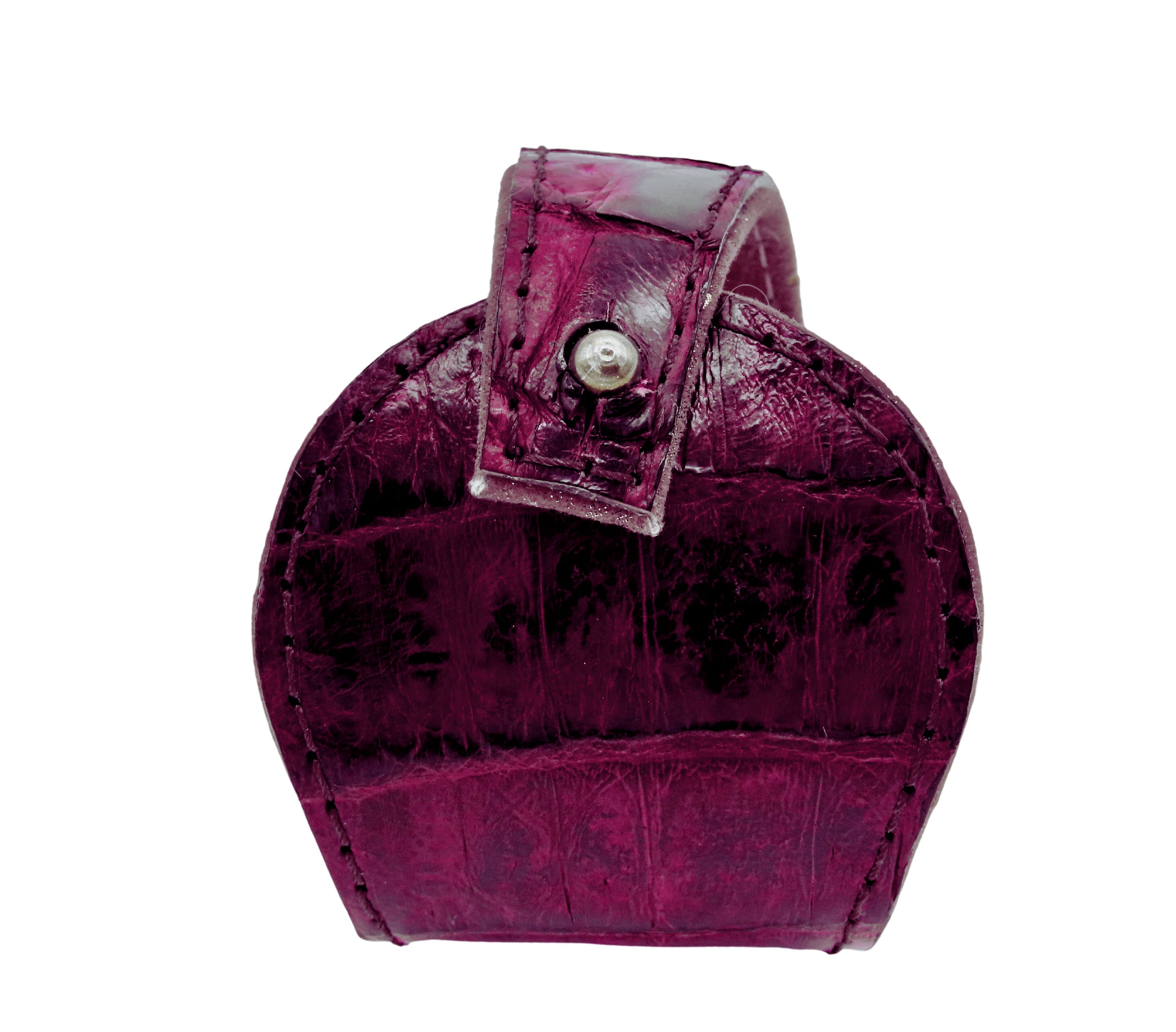 Pulsera TURMALINA burdeos en cocodrilo genuino rojo. Textura natural en un accesorio exótico único.