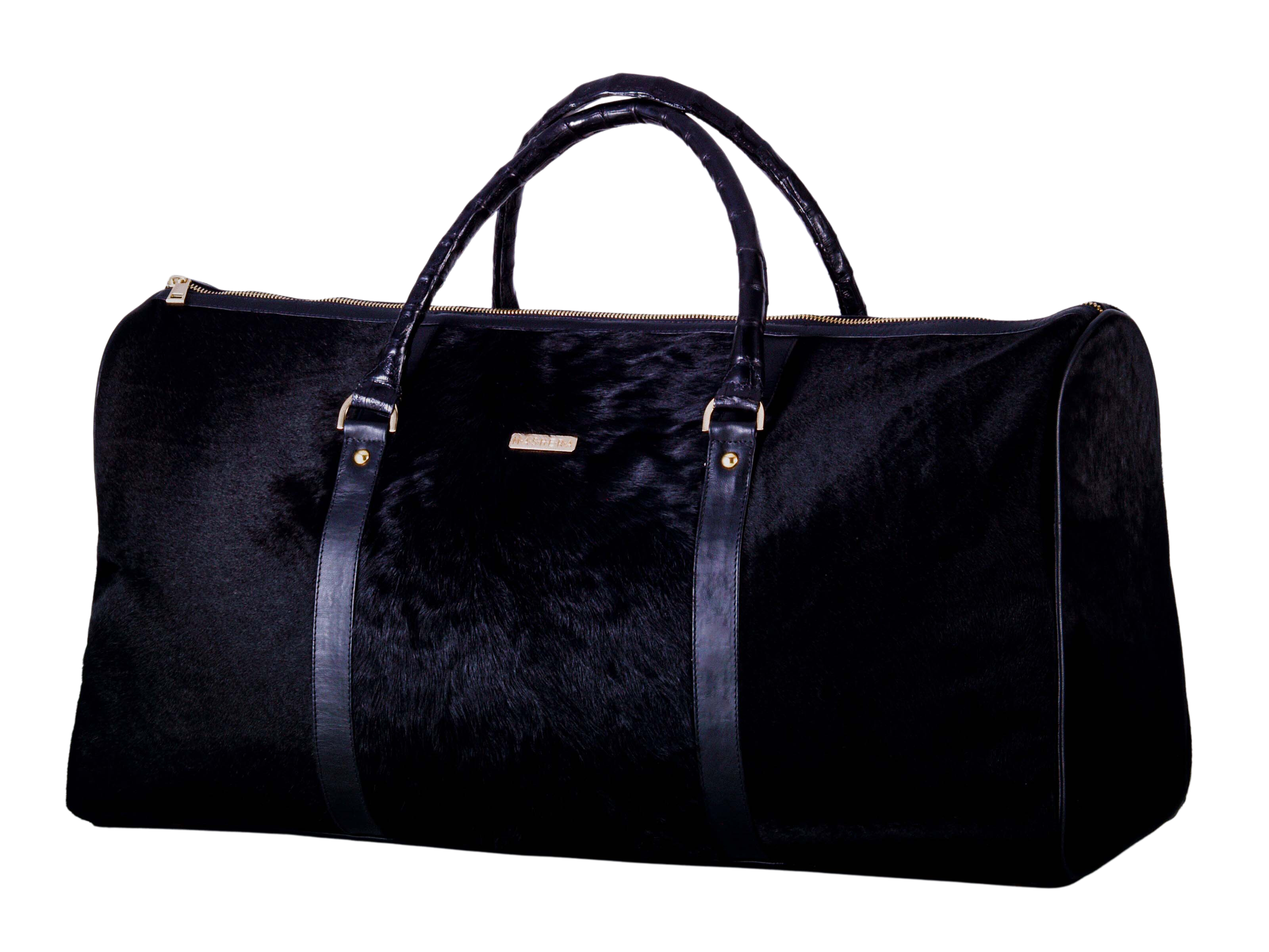 Bolsa de viaje AFRODITA Grande en piel negra - herrajes italianos y asa de cuero